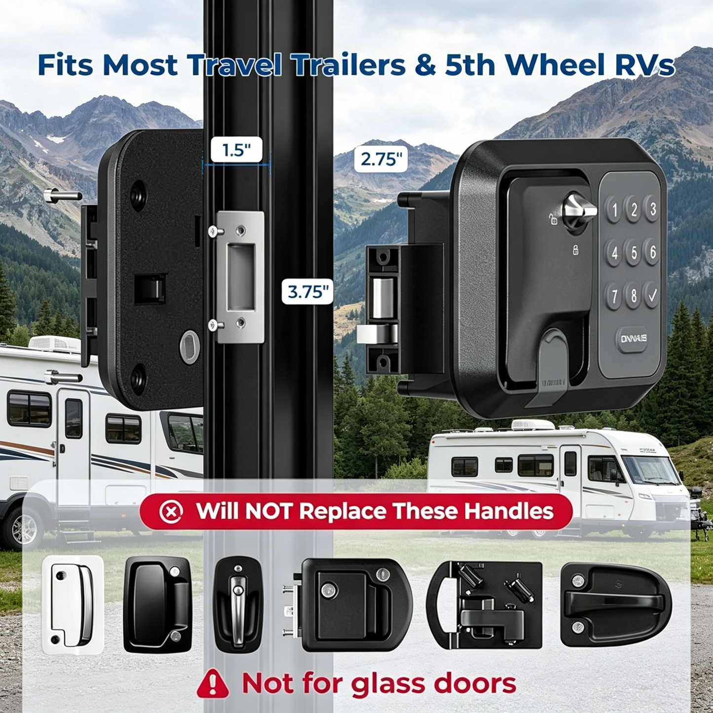 ONNAIS Full Metal RV Keyless Entry Door Lock with Password & Remote, Fits Most Trailers and 5th Wheels, Ideal Gifts for RV Owners