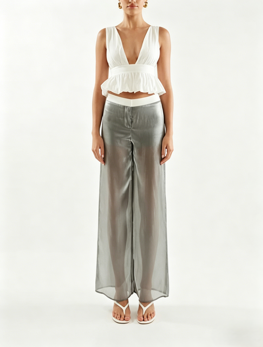Grey mid rise trousers