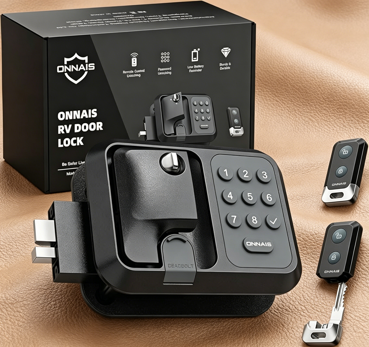 ONNAIS Full Metal RV Keyless Entry Door Lock with Password & Remote, Fits Most Trailers and 5th Wheels, Ideal Gifts for RV Owners