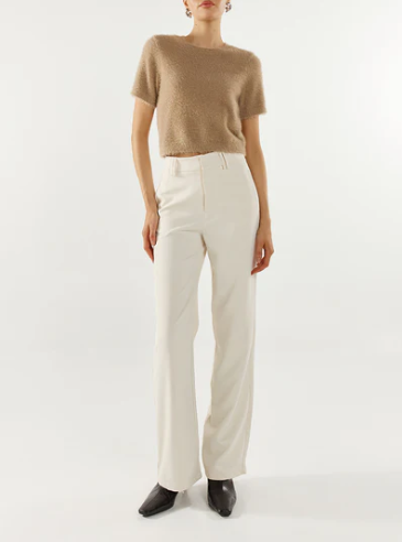 Beige fluffy knit tee