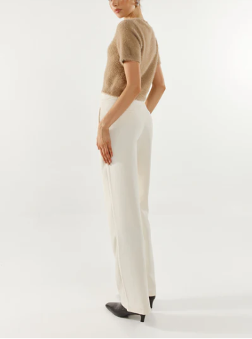 Beige fluffy knit tee