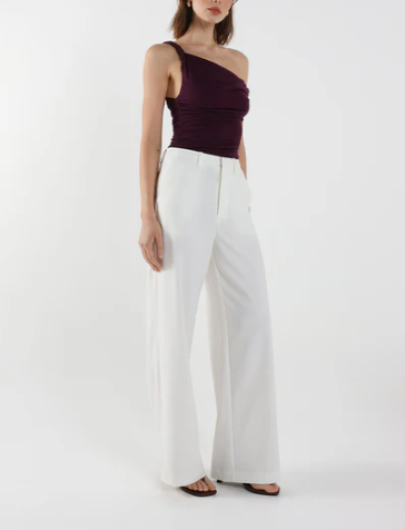 Deep purple asymmetric twist strap top&nbsp;