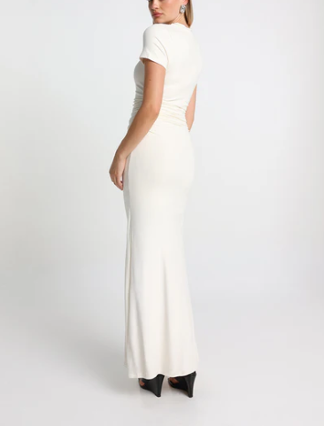 White short sleeve jersey maxi dress