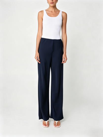 Navy blue high waisted slim fit pants