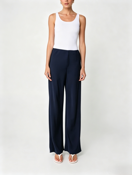 Navy blue high waisted slim fit pants