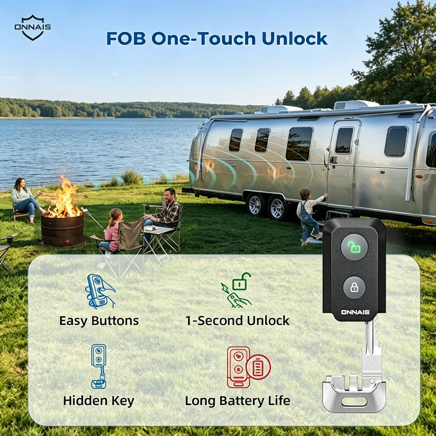 ONNAIS Full Metal RV Keyless Entry Door Lock with Password & Remote, Fits Most Trailers and 5th Wheels, Ideal Gifts for RV Owners
