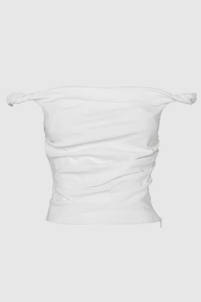 White off shoulder twist detail top